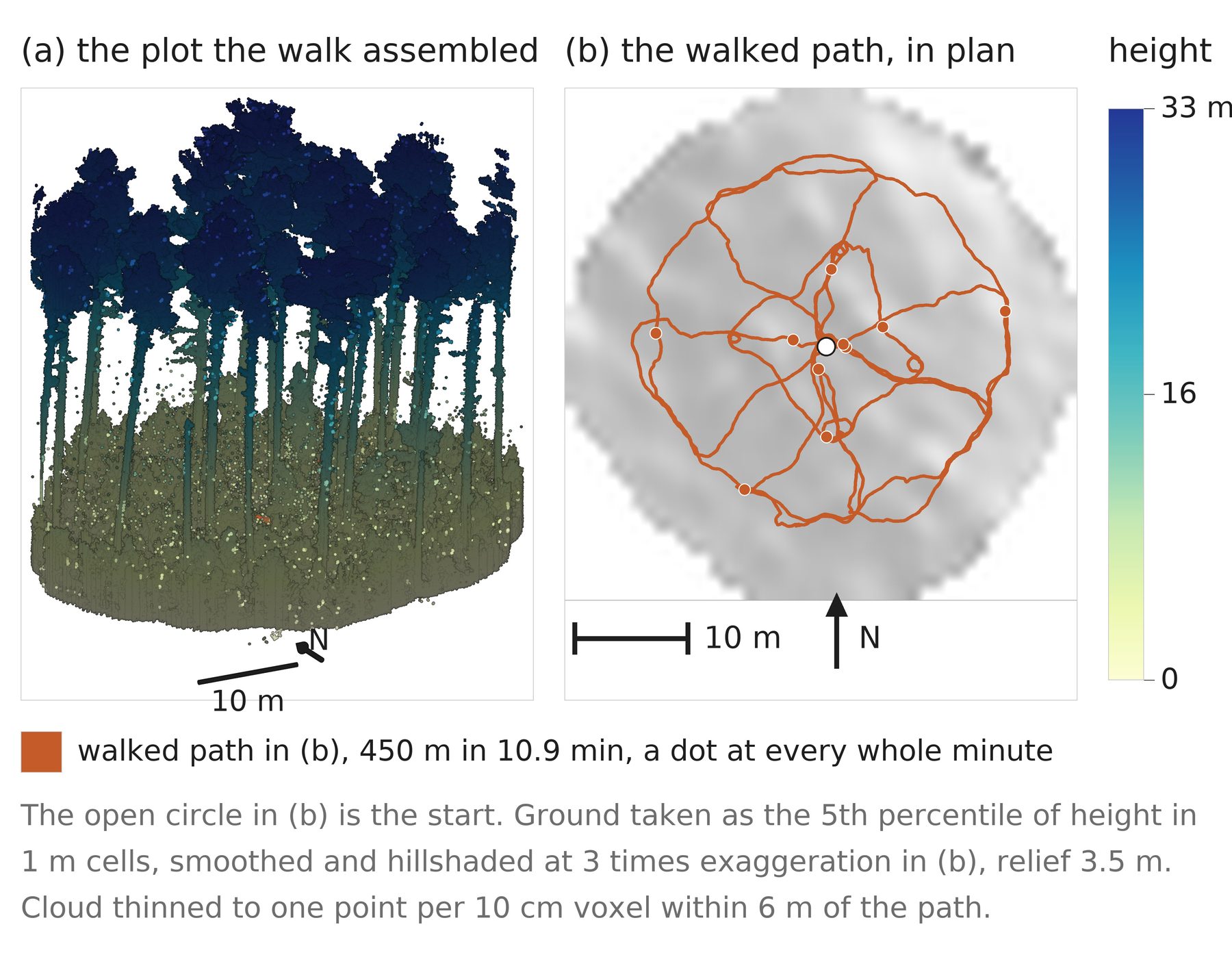 A handheld MLS acquisition of a forest plot under canopy.